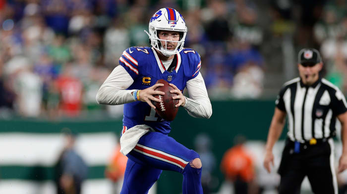 Josh Allen had four turnovers during Buffalo’s 22-16 loss to the Jets on Sept. 11.